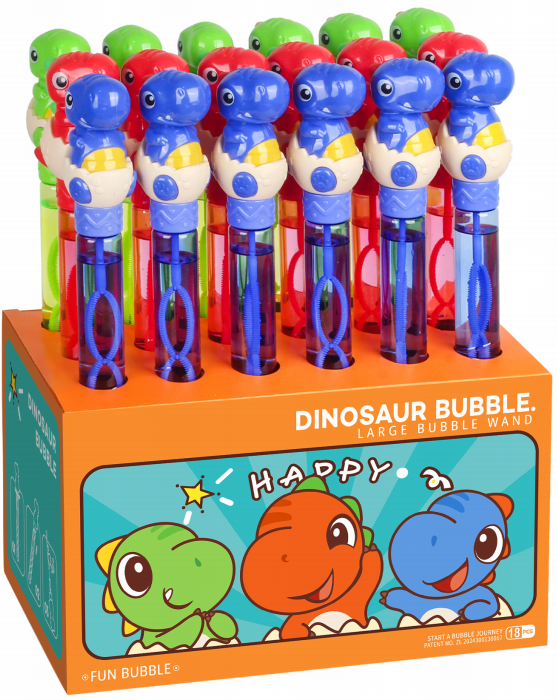 Eggshell T-Rex Cartoon Bubble Wand (Display Box)