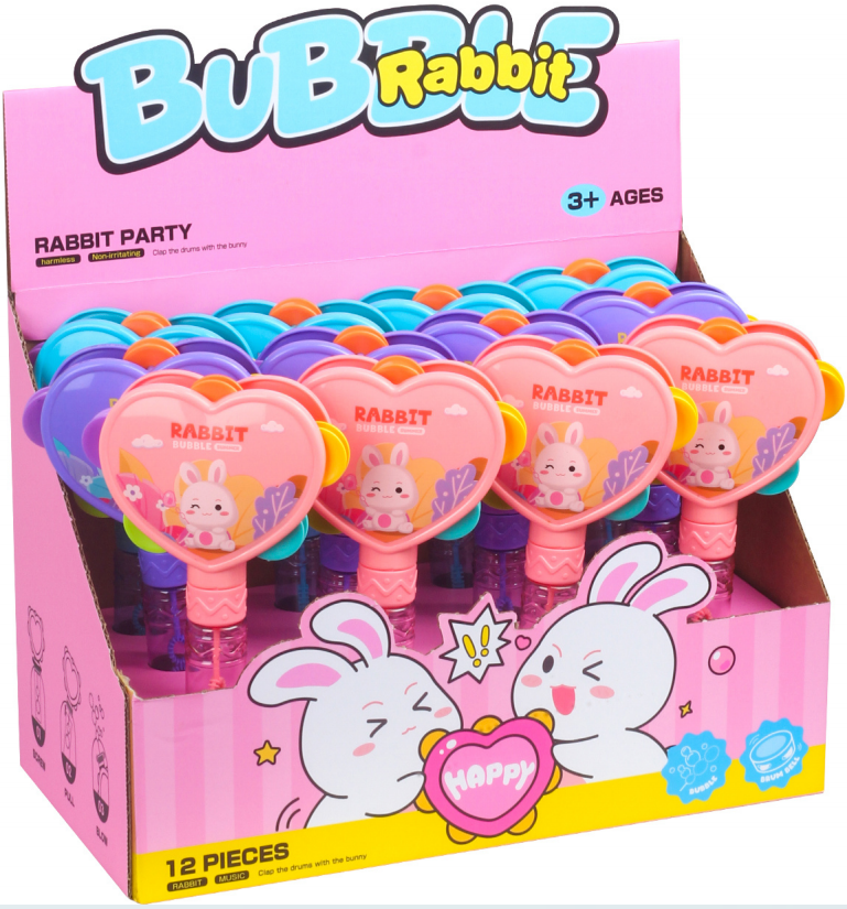 Heart Rabbit Tambourine Bubble Wand (Display Box)