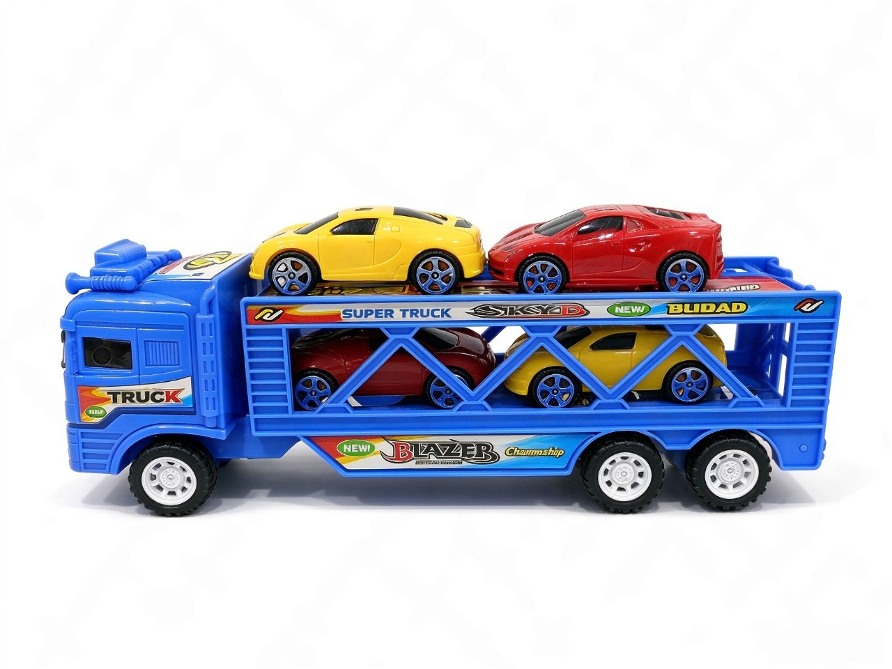 Friction Double-Decker Trailer with Mini Cars